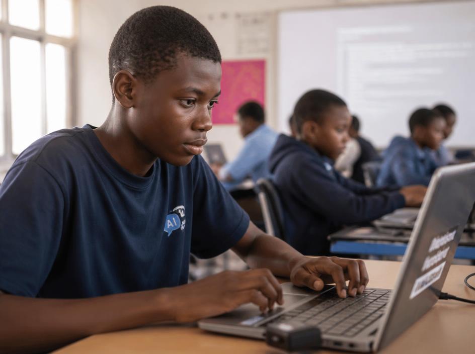 Students working on a ai project project